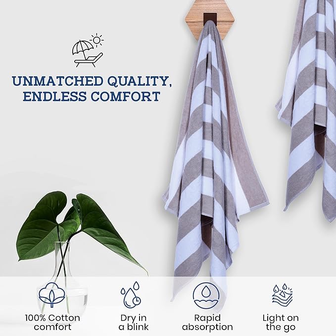 Casa Lino Large Beach Towel Set - Beach Towels Oversized - Highly Absorbent & Quick Dry Pool Towels - Soft 100% Cotton Large Bath Towel Set - 60" x 30" - Pack of 4 - (Mocha Brown)