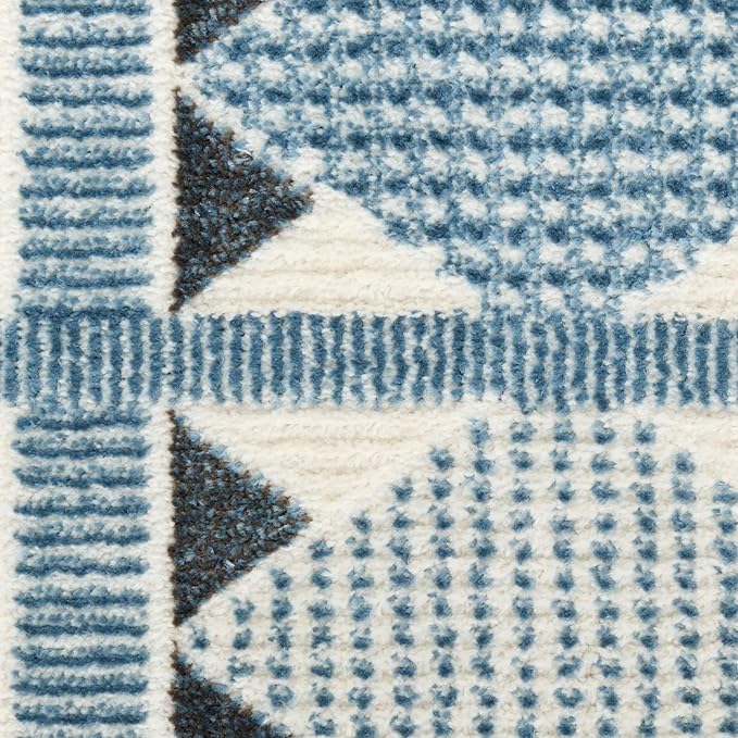 Nourison Home Nordic Blue 5' x 7' Area Rug - Easy Clean, Non Shedding, Bed Room, Living Room, Dining Room, Kitchen (5' x 7')