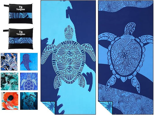 2 Pack Microfiber Lightweight Thin Beach Towel Sand Free Quick Dry Super Absorbent Large Towels for Swimming Pool Yoga Gym Travel Vacation Beach Accessories Essentials