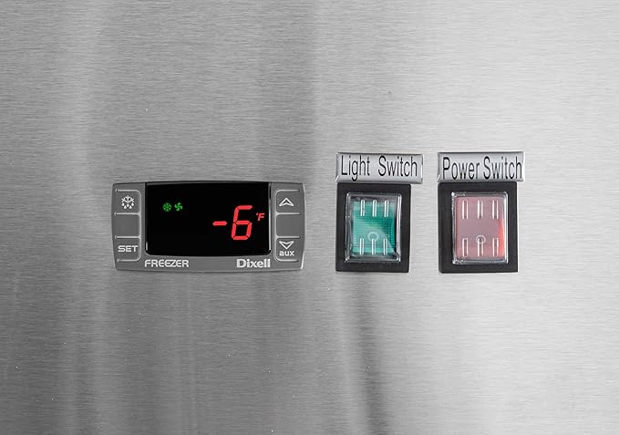 KoolMore Commercial Stainless-Steel Upright Freezer with Reach-In Self-Close Glass Doors, 6 Storage Shelves, Heavy-Duty Caster Wheels, Frost-Free Temperature Control - 47 Cu.Ft [Silver] (RIF-2D-GD)