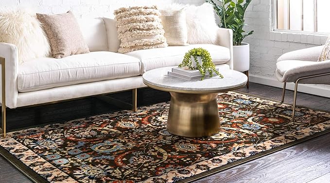 Unique Loom Espahan Collection Area Rug - Cape Cod (9'x 12' Rectangle, Green/ Black)