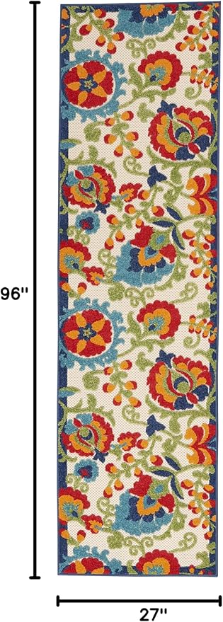 Nourison Home Aloha Multicolor 2'3" x 8' Area Rug - Easy Clean, Non Shedding, Bed Room, Living Room, Dining Room, Kitchen (8' Runner)