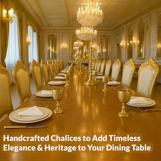 Chalice Goblet Solid Brass | Vintage Golden Roman Cup Drinking Wine Glass | Vintage Chalice Wine Cups of King Medieval Gift (Brass Goblet) x 1 Pc