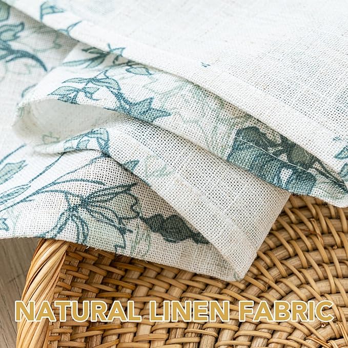 H.VERSAILTEX Linen Table Cloths Floral Printed Tablecloth Spill-Proof Waterproof Table Cover for Dining Buffet Feature Soft and Thick Fabric Wrinkle Free, 60 x 84 Inch, Retro Floral - Sage