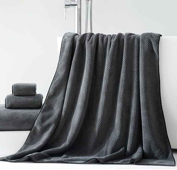 40x80 Inches Bath Sheets Towels for Adults Oversized Bath Towels Extra Large Luxury Super Soft Absorbent Quick Dry Microfiber (Charoal Grey,6PCS)