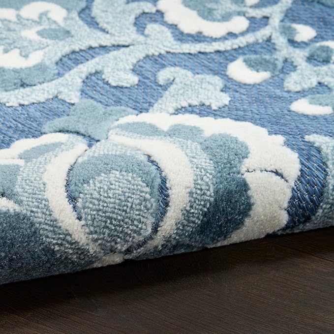 Nourison Home Aloha Blue 5'3" x 7'5" Area Rug - Easy Clean, Non Shedding, Bed Room, Living Room, Dining Room, Kitchen (5' x 8')