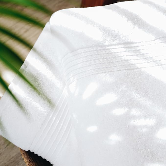 Milara Turkish Super-Plush Bath Towels Set 2-Piece | Premium Cotton Bath Towel Set Absorbent, Durable with Hanging Loops | White Color Turkish Bath Towels, (27 x 54 Inches)