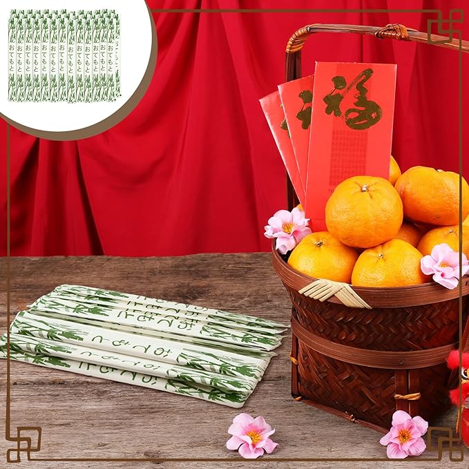 Sabary 200 Pairs Bamboo Chopsticks Disposable Sleeved and Separated Chop Sticks Quality Chopsticks Disposable UV Treated (Bamboo)
