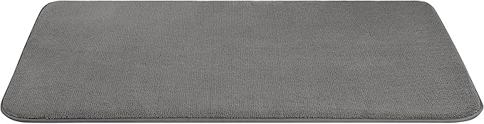 American Soft Linen 21x32 Fluffy Foamed Slip Reducer Bath Rug, Machine Washable Area Bath Mat Rugs for Bathroom, Gray