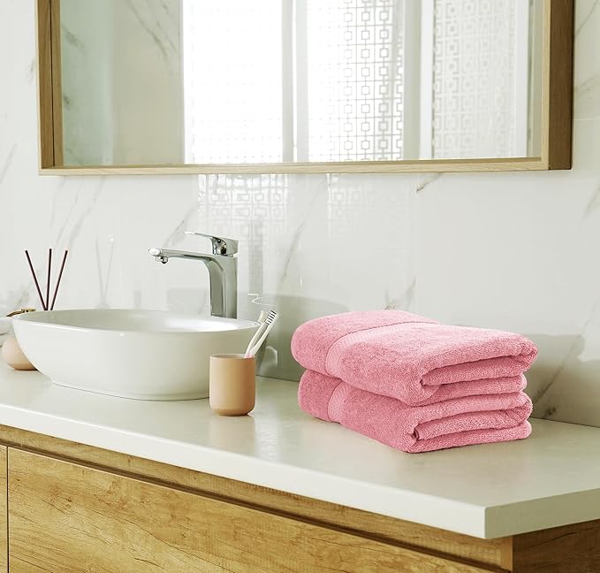Utopia Towels 8 Piece Luxury Towel Set – Majestic Plush, Super Absorbent & Quicker-to-Dry, Thick 100% Ring Spun Cotton Towels for Bathroom, Spa & Hotel – 2 Bath, 2 Hand, 4 Washcloths, Dusty Pink