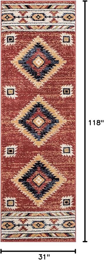 Well Woven Tulsa Lea Crimson Traditional Southwestern Tribal (2'7" x 9'10") Runner Rug