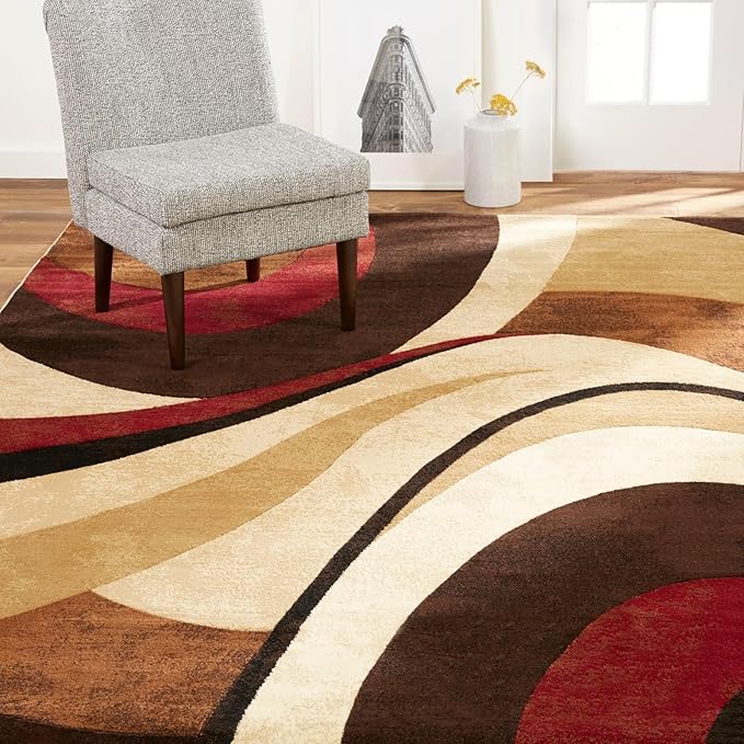 Home Dynamix Tribeca Slade Modern Area Rug, Abstract Brown/Red 6'7"x9'10"