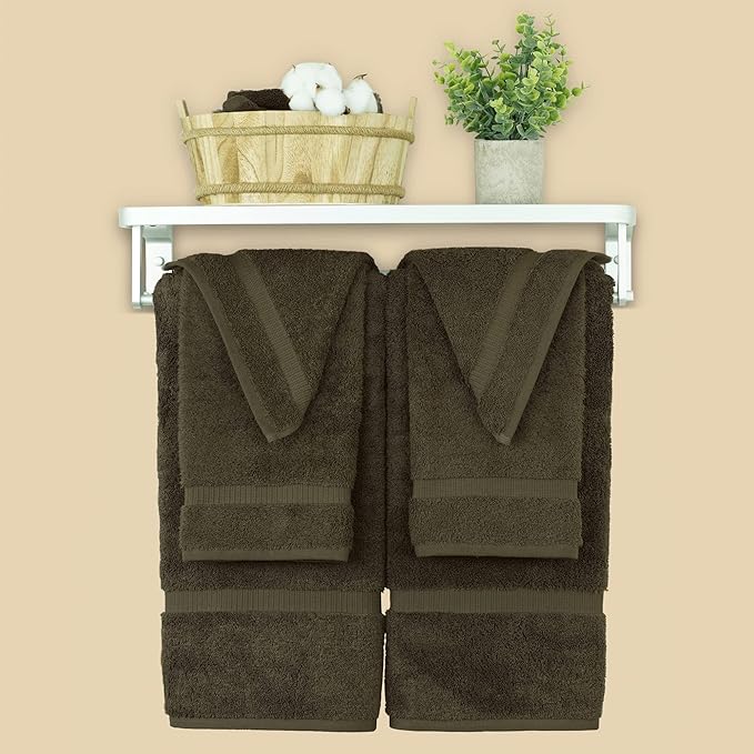 Chakir Turkish Linens 100% Cotton Premium Turkish Towels for Bathroom, 2 Large Bath Towels, 2 Hand Towels, 2 Washcloths (6-Piece Towel Set, Cocoa)