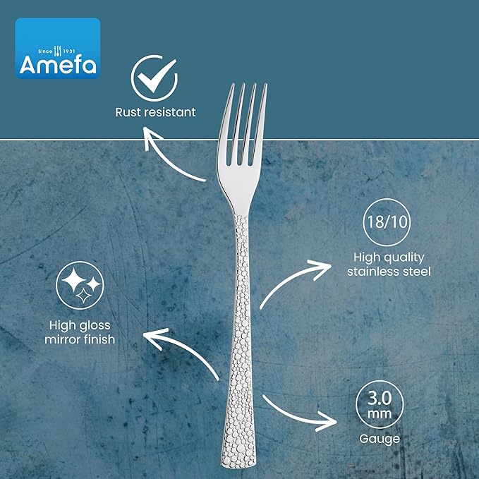Amefa Livia Ronda 20-Piece Flatware, Set for 4 – Stainless Steel Silverware, High-Gloss Mirror Finish, Rust-Resistant Cutlery, Forks, Knives, Spoons, Salad Forks & Teaspoons for Modern Tableware