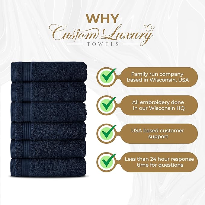 Monogrammed Hand Towels for Bathroom | Luxury Turkish Cotton | Embroidered in USA | Set of 2 | Choose Set Color and Monogram Color | A - Z | Modern Font