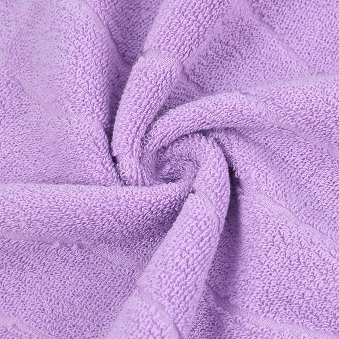 2-Piece Cotton Hand Towels Lavender, Ultra Soft and Highly Absorbent Towels for Bathroom, Small Size 13 x 29 Inches, Wavy Stripe Jacquard