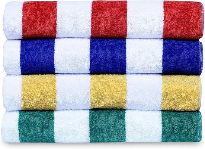 Casa Lino Large Beach Towel Set - Beach Towels Oversized - Highly Absorbent & Quick Dry Pool Towels - Soft 100% Cotton Large Bath Towel Set - 60" x 30" - Pack of 4 - (Multicolor)