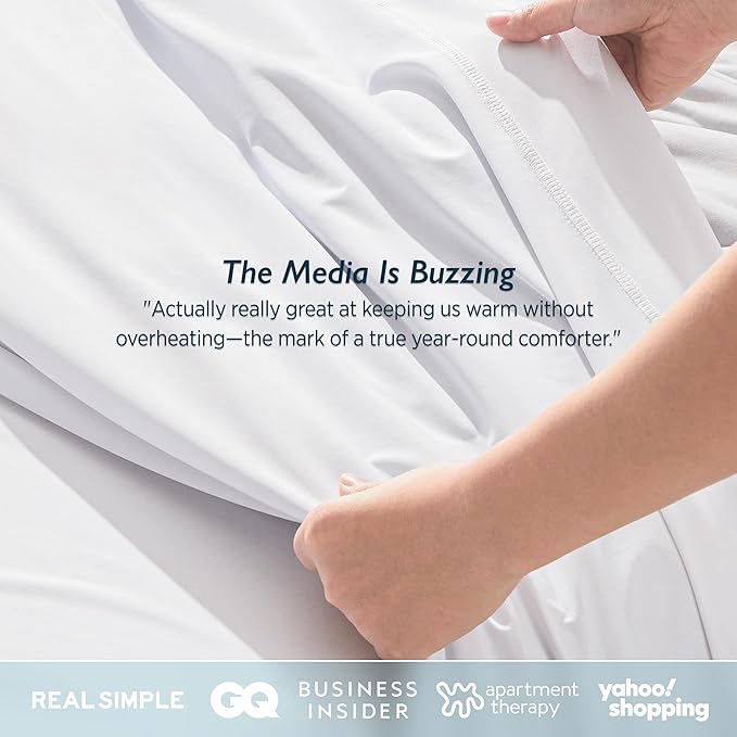 Breescape Cooling Comforter Queen Size - BlendTek™ Q-Max>0.46 Tech, Breathable Blanket for Hot Sleepers & Night Sweats Relief, Premium Lightweight Summer Bedding, 96x96 Inches, Snow White