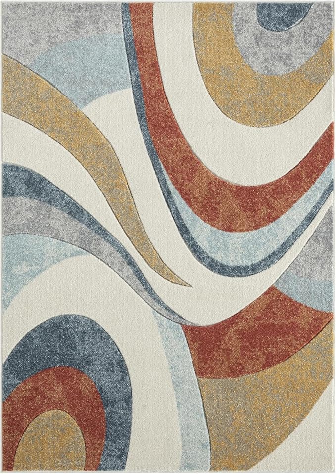 Home Dynamix Tribeca Slade Contemporary Abstract Area Rug, Blue/Rust, 7'10"x10'6"