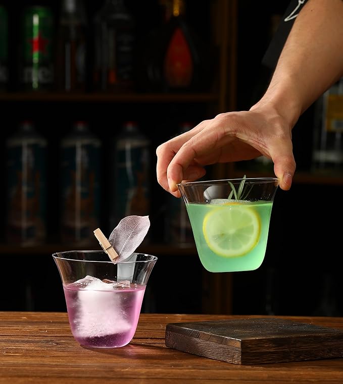 Set of 4 Drinking Glasses - 9oz Clear Cups for Cocktails, Iced Coffee, Tea, Soda, Whiskey and Beer