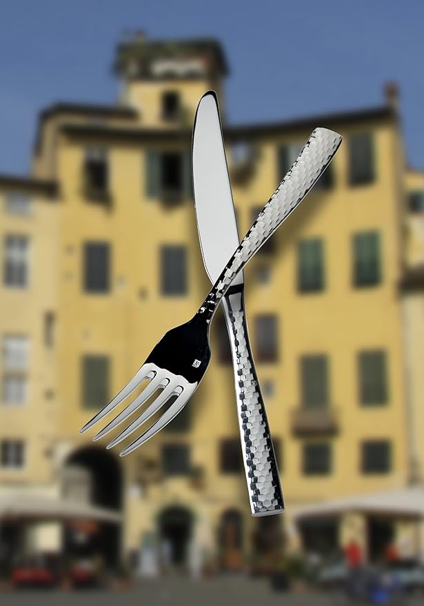 Fortessa Lucca Faceted 18/10 Stainless Steel Flatware Table Fork, Set of 12