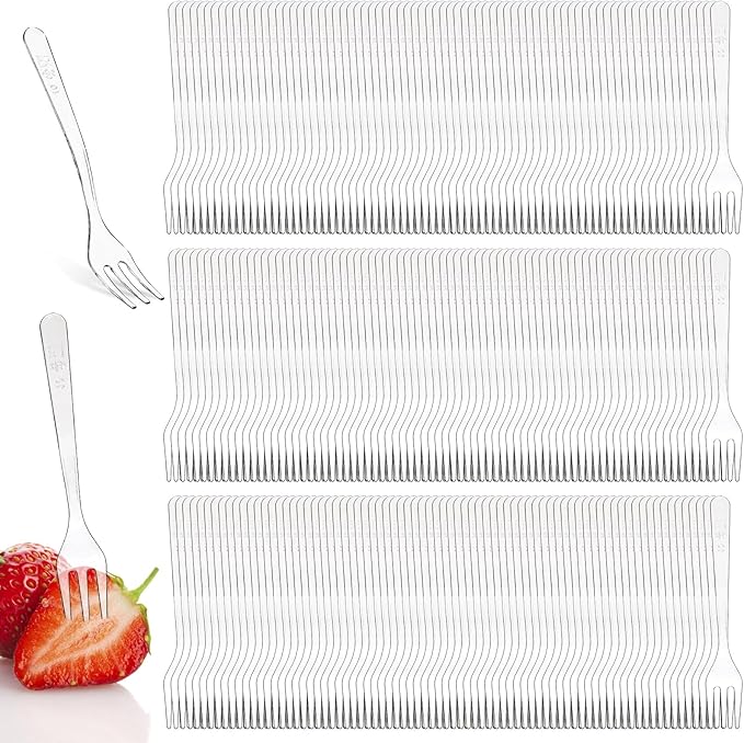 500 Pieces Plastic Mini Forks, 3.7 x 0.6 Inch Clear Small Dessert Forks, Disposable Tiny Appetizer Fork, Exquisite Mini Tasting Forks Utensils for Fruit Cakes Party Serving Supplies