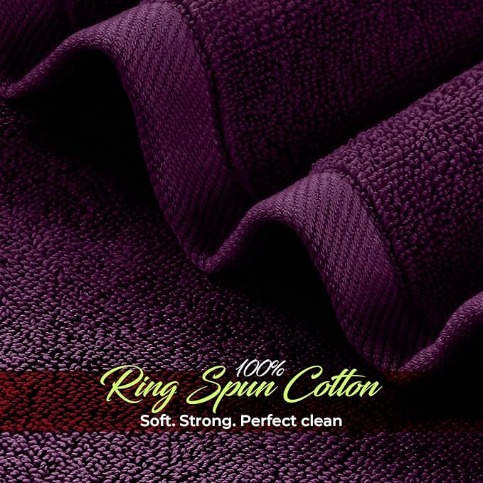 RIVERSIDE 12 Pack Washcloths - 12x12 Inches, 400 GSM, 100% Ring-Spun Cotton - Soft, Absorbent & Durable Face and Body Towels - for Bathroom, Spa, Gym, Makeup Removal & Everyday Use - Purple Passion