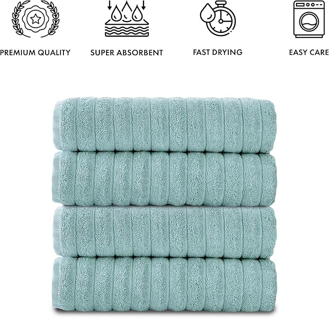 Classic Turkish Towels CTT Premium 4 Pack Bath Towels Set, Made with 100% Turkish Cotton, Spa & Hotel, Quick Drying Towels, Absorbent & Comfy | 27"x54" (SPA Green