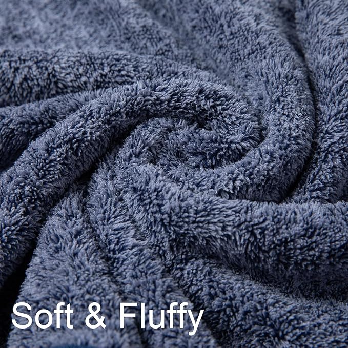 CHINO Bath Towels Set of 8,2 Extra Large Bath Towel 2 Hand Towels 4 Washcloths Microfiber Soft Super Absorbent Towels for Bathroom Quick Dry for Family Hotel Gym Spa(Navy)