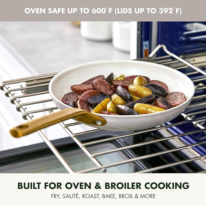 GreenPan Nonstick Reserve Pro 10 Piece Cookware Set, NSF Certified Ceramic, Hard Anodized PFAS-Free Pots & Pans Set with Lids, Stainless Steel Handles, Oven & Dishwasher Safe, Oyster Gray