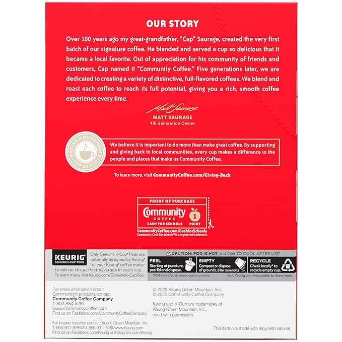 Community Coffee French Vanilla Flavored 96 Count Keurig K-Cup Coffee Pods, Medium Roast, 24 Count (Pack of 4)