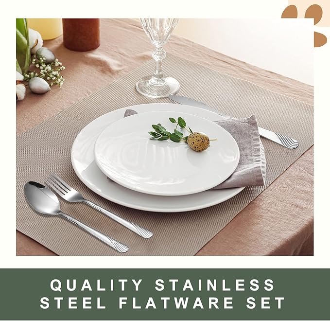 Minatee 201 Pcs Thin Silverware Set Stainless Steel Flatware Sets Service for 67 Silver Cutlery Set Serving Utensils Sits Includes Knife Fork Spoon for Kitchen Dinner Table