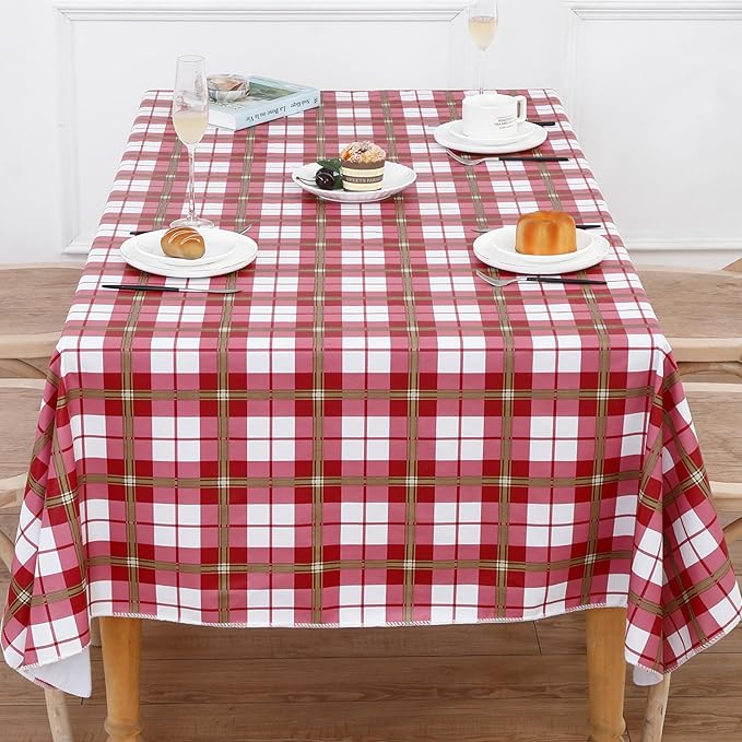 Walrus Heavy Duty Vinyl Tablecloth with Flannel Backing Waterproof Oil-Proof Plastic Table Cloth Stain-Resistant Wipeable Rectangle or Square Table Cover for Indoor and Outdoor (Lattice,54x54 Inch)