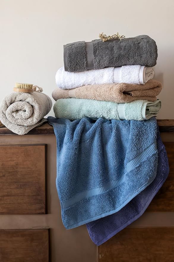 SALBAKOS 100% Turkish Cotton Extra Large Bath Sheet Set of 2 35x70 inch | Heirloom Quality | Hotel & Spa Collection | Soft, Absorbent Oversize Bath Towels | Made in Turkey (Stone, 2 Bath Sheets)