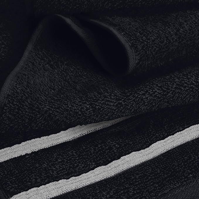 MyOwn Ultra Soft 6 Pack Cotton Towel Set, Contains 2 Bath Towels 28x55 inch, 2 Hand Towels 16x24 inch & 2 Wash Coths 12x12 inch, Ideal Everyday use, Compact & Lightweight - Black, 71645