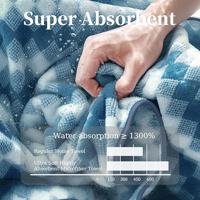 4 Piece Bath Towel Set Oversized Bath Sheet 35"x70" Bathroom Towel Extra Large Towel Set Soft Highly Absorbent & Quick Dry Premium Bath Sheet for Bathroom 600GSM Shower Towel Spa Gym Hotel,Blue