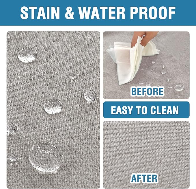 H.VERSAILTEX Linen Textured Tablecloth 60 x 84 Waterproof Decorative Table Cloth Spill-Proof Linen Look Cover for Party Table Extra Soft and Thick Fabric Wrinkle Free, Heather Taupe