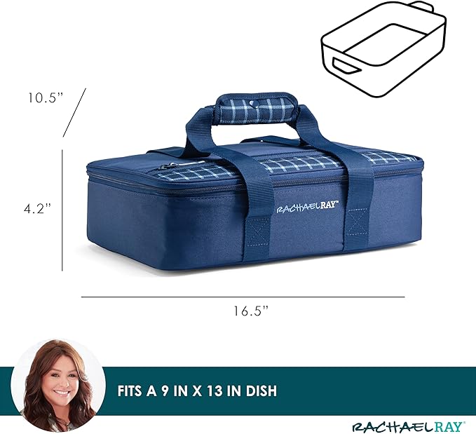 Rachael Ray Lasagna Lugger, Thermal Insulated Casserole Carrier for Hot or Cold Food, Lugger Tote for Potluck, Parties, Picnic, and Cookouts, Fits 9" x 13" Baking Dish