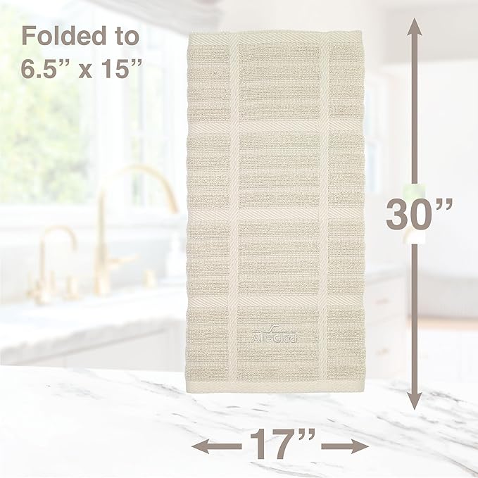 All-Clad Solid Kitchen Towels: Highly Absorbent, Super Soft Long Lasting - 100% Cotton, 17"x30" Tea Towels for Cleaning & Drying Dishes, Pans, Glassware, or Countertops, (2-Pack), Almond