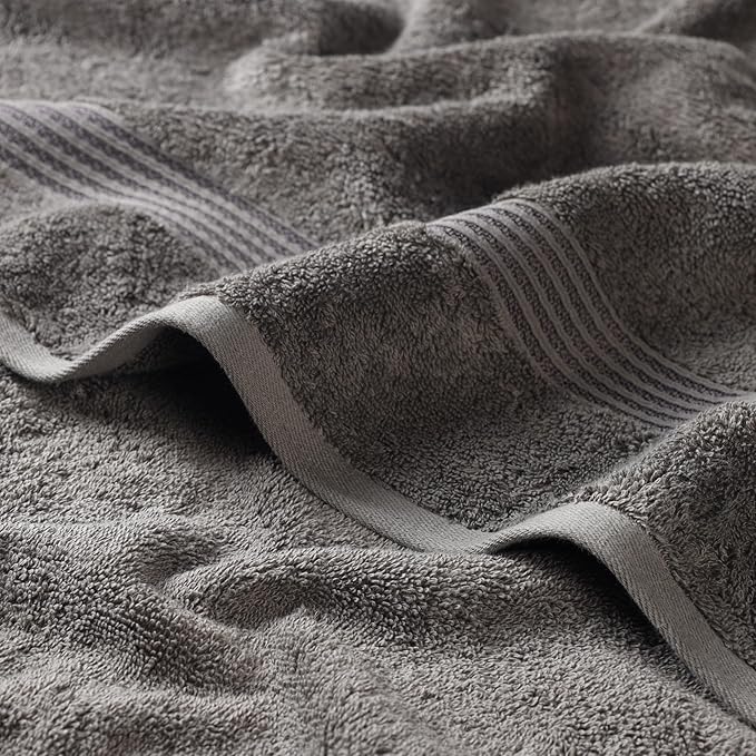 Superior Egyptian Cotton Bath Towel Set, Home Bathroom Towels, Master, Guest Bath, Decor Essentials, Quick Dry, Absorbent, Large Body Towels, Spa, Hotel, Resort, Adult, Kids, Set of 2, Charcoal