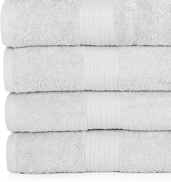 Ample Decor Bathroom Towel Set of 18-4 Hand Towel, 4 Bath Towel, 10 Wash Cloths 600 GSM 100% Cotton - High Absorbency Quick Drying, Ideal for Gifting - Christmas White
