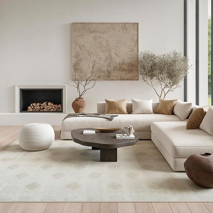 Nourison Nordic Ivory Beige 8' x 10' Scandinavian Area Rug - Easy Cleaning, Non Shedding, Bed Room, Living Room, Dining Room, Kitchen (8' x 10')