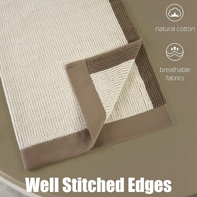 Cleanbear Shower Towels for Bathroom - Ultra Soft Bath Towels Set of 2, 520 GSM, 500,000 Dense Loops per Side, Quick-Dry and Highly Absorbent, 54 x 28 Inches, Light-Brown