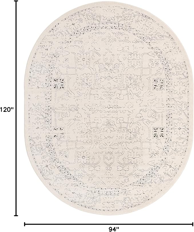 Unique Loom Isabella Collection Area Rug - Adjani (7' 10" x 10' Oval, White/ Blue)