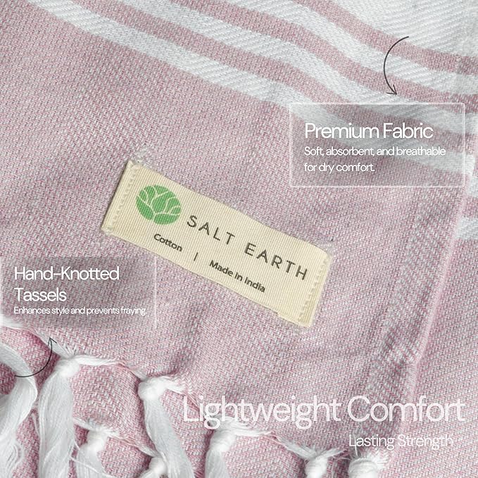 Salt Earth 100% Cotton Herringbone Weave Beach Towel, Set of 4-36" X72" Large Bath Towels, Quick Dry Towel, Bathroom, Beach Essentials, Gym, Lightweight Large Towels (Wine Violet)