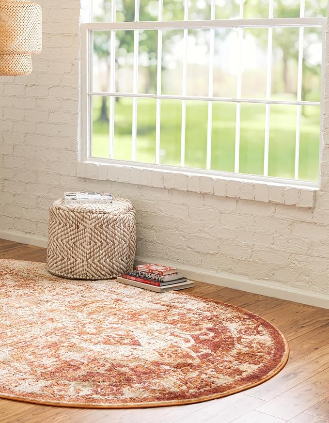 Unique Loom Isabella Collection Area Rug - Adjani (7' 10" x 10' Oval, Rust Red/ Black)