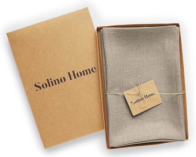 Solino Home Natural Linen Napkins Set of 6-100% Pure Linen Cloth Washable Dinner Napkins 20 x 20 Inch for Holiday, New Year - Fete