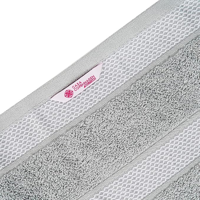 CASA COPENHAGEN Solitaire Mix 6 Pieces Towel Set- Grey Violet + Dusty Blue, 600 GSM 2Bath Towel 2Hand Towel 2Washcloth, Designed in Denmark Made of Soft Egyptian Cotton for Bathroom, Kitchen & Shower