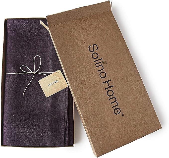 Solino Home Grape Linen Tablecloth 54 x 72 Inch - Athena, 100% Pure Linen Rectangle Tablecloth - Machine Washable Table Cloth for Winter, Valentines, Holiday, New Year