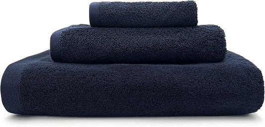 Lincoln & Palm 3 Piece Turkish Towels Set, Thick, Soft, Plush 700 GSM Spa & Hotel Quality, Silver Infused SILVERbac | Bath 58x30, Hand 30x16, Face Wash Cloth 13x13 (Navy, 3 Piece Towel Set)